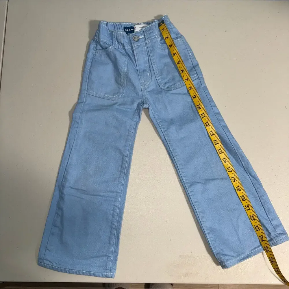 Old‎ Navy Girls (XS) 5 Jeans Hi Rise Baggy Wide Leg Denim Everyday Casual Basic